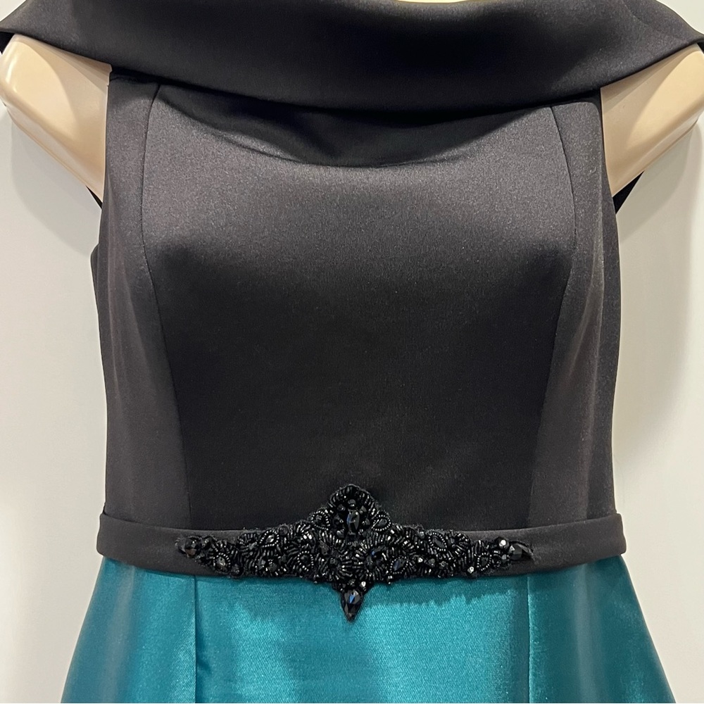 ELIZA J BLACK and Green formal gown (size 2)